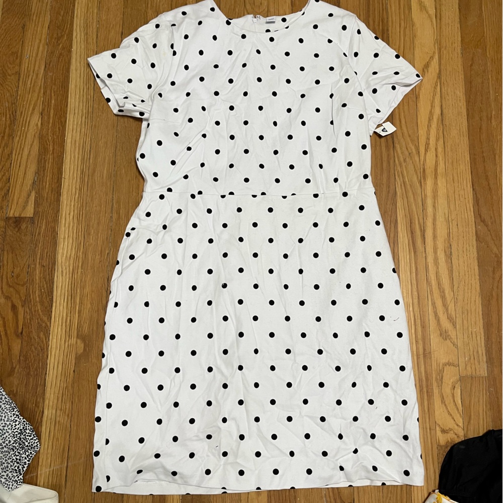 Old Navy Black and White Polka Dot Peplum Dress